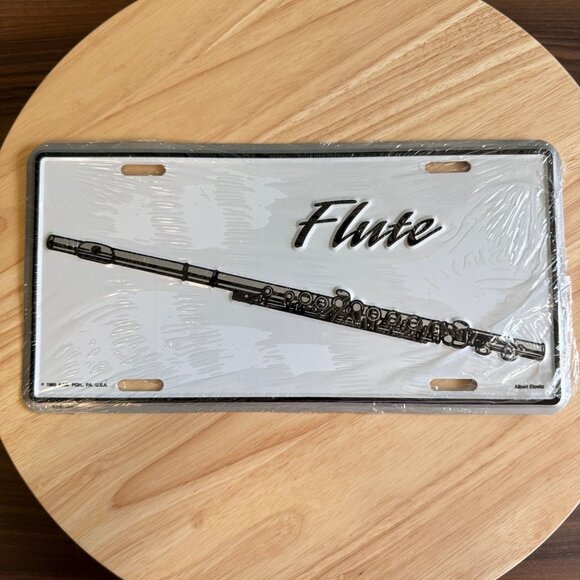Flute-Themed Metal License Plate - A.I.M. 1989 Design By Albert E. - 12"x 6" - P - Picture 1 of 6